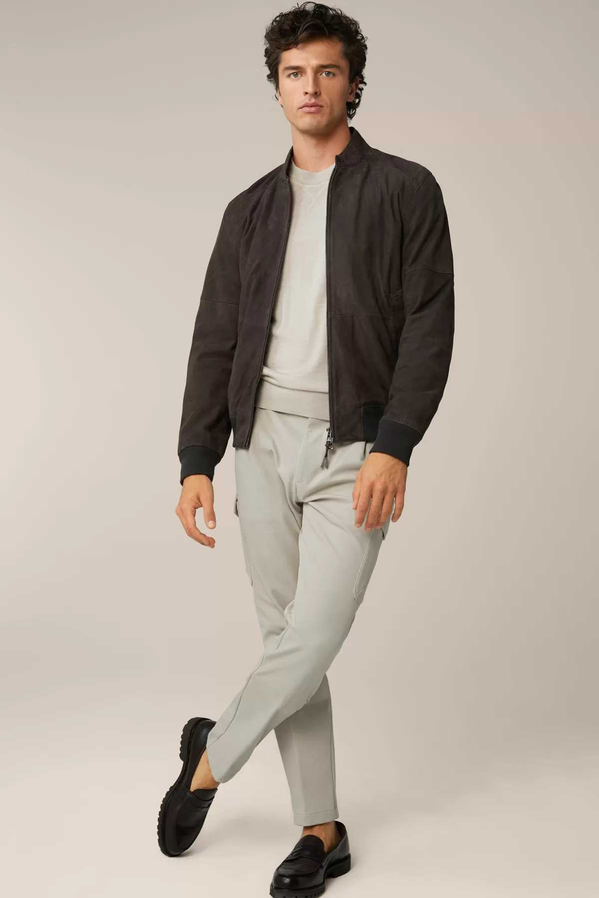 Sale Ziegenvelours-Leder-Blouson Borello In Herren Jacken & Mäntel