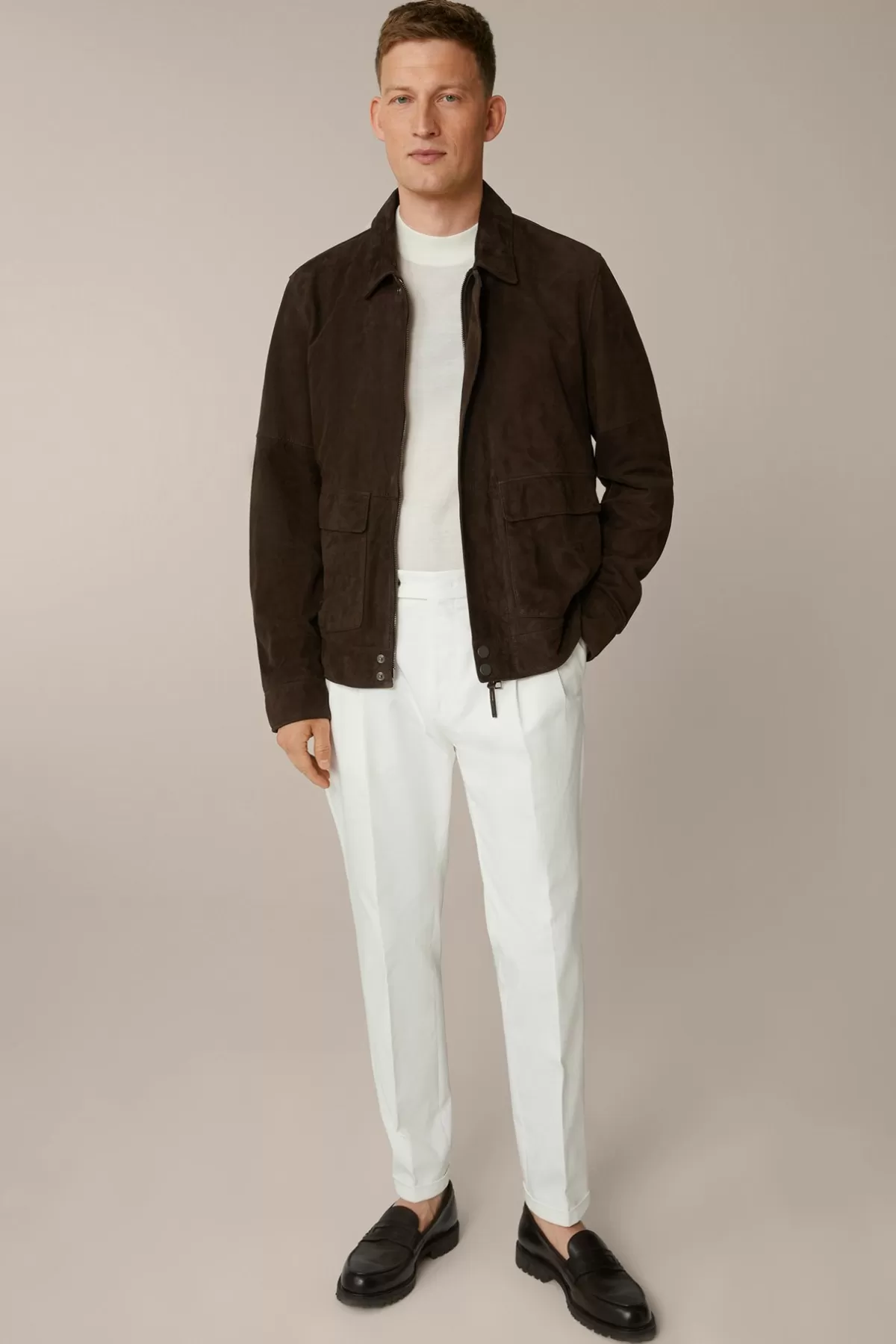 Fashion Ziegenvelours-Leder-Blouson Montagnana Mit Umlegekragen In Herren Jacken & Mäntel