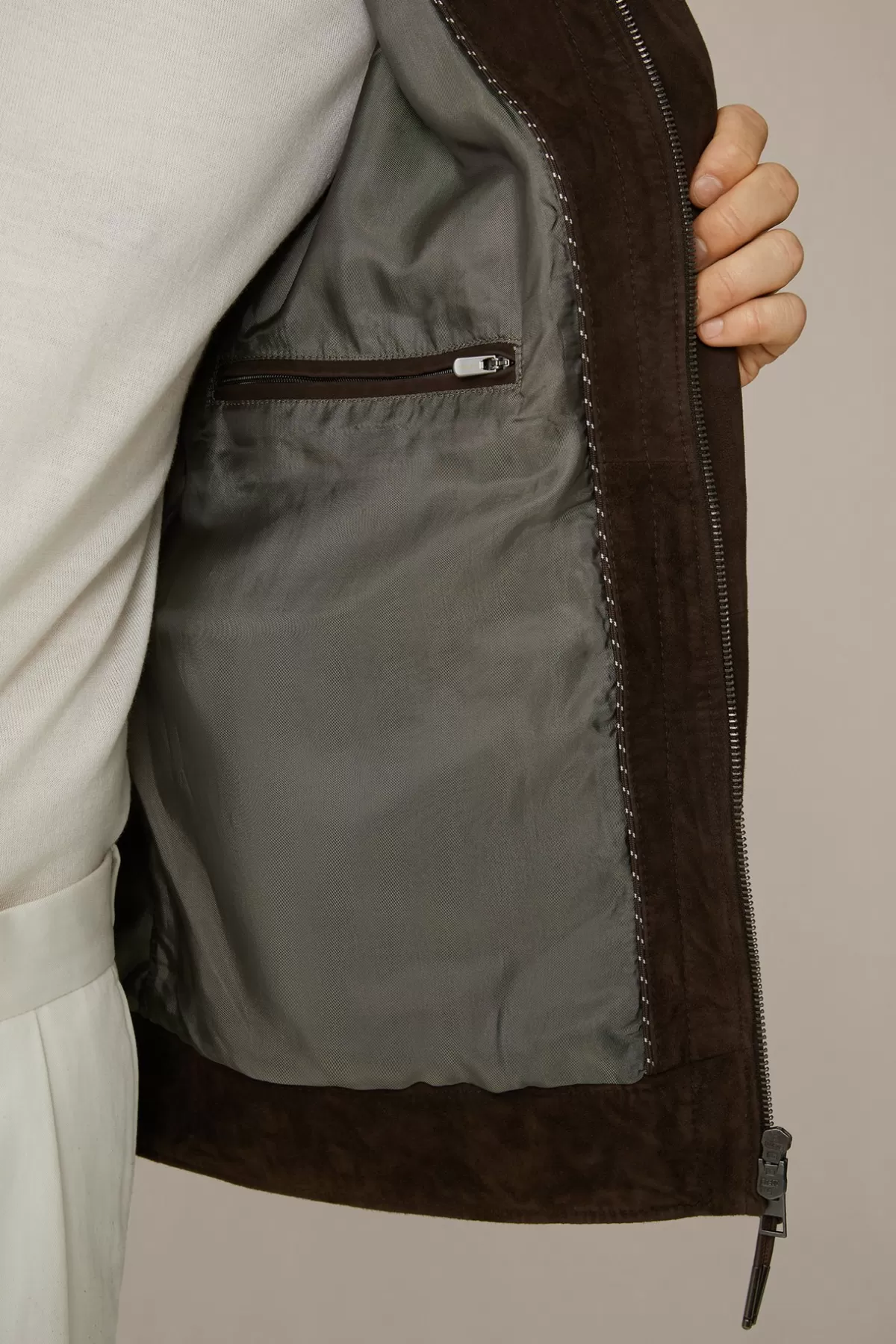Fashion Ziegenvelours-Leder-Blouson Montagnana Mit Umlegekragen In Herren Jacken & Mäntel