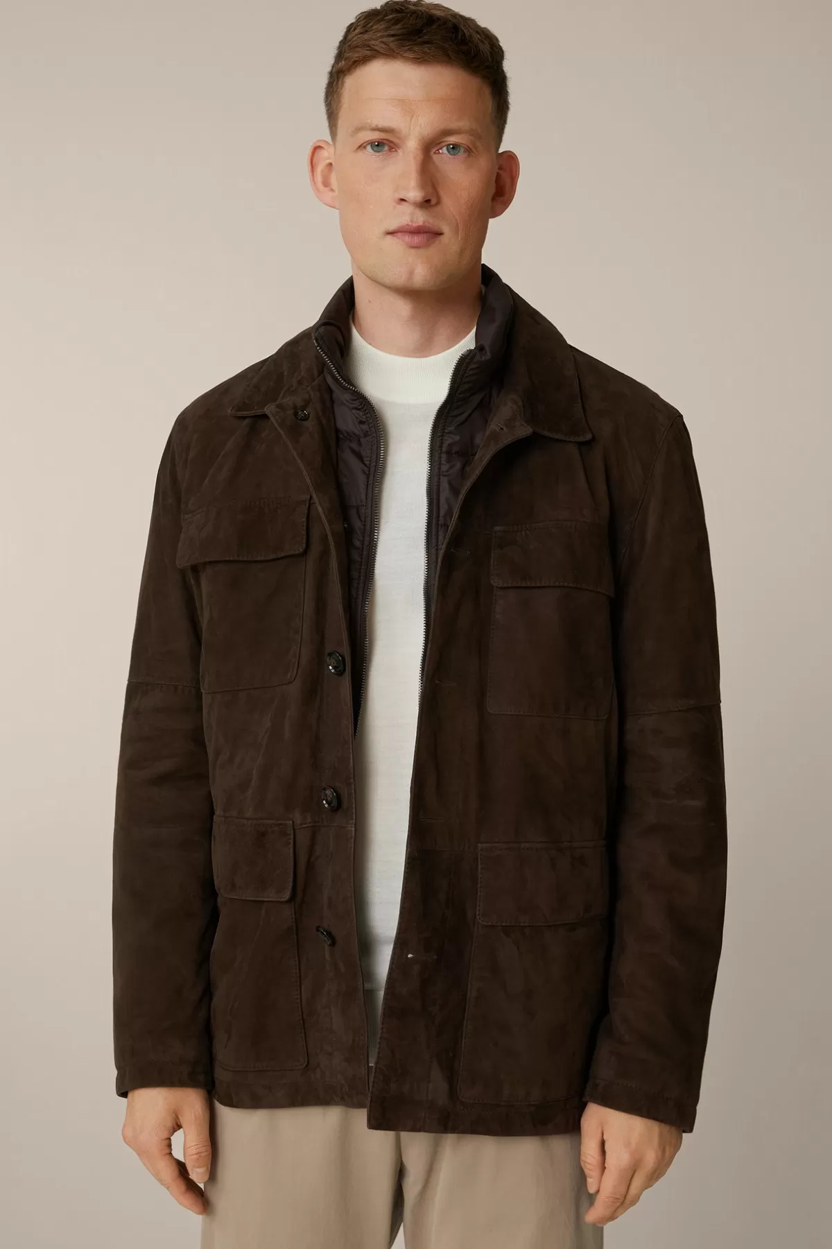 Sale Ziegenvelours-Leder-Fieldjacket Alvaroin Mit Umlegekragen In Herren Lederjacken & Shirtjackets