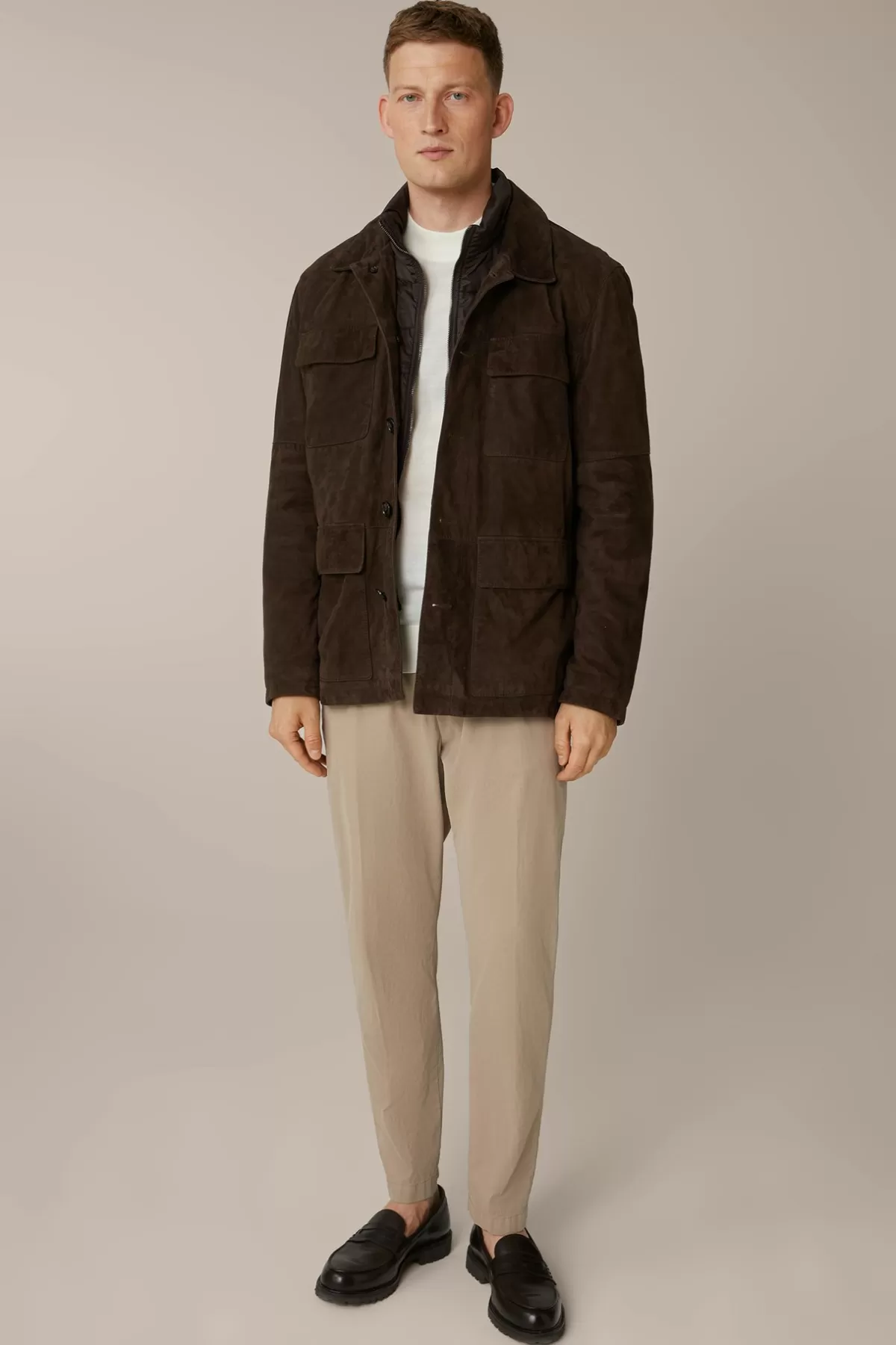 Sale Ziegenvelours-Leder-Fieldjacket Alvaroin Mit Umlegekragen In Herren Lederjacken & Shirtjackets